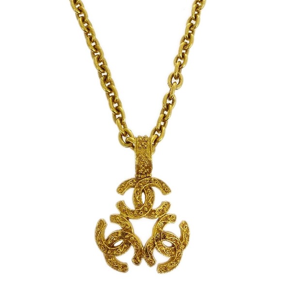 CHANEL 1994 Filigree Triple CC Gold Necklace 141343 - Picture 1 of 4